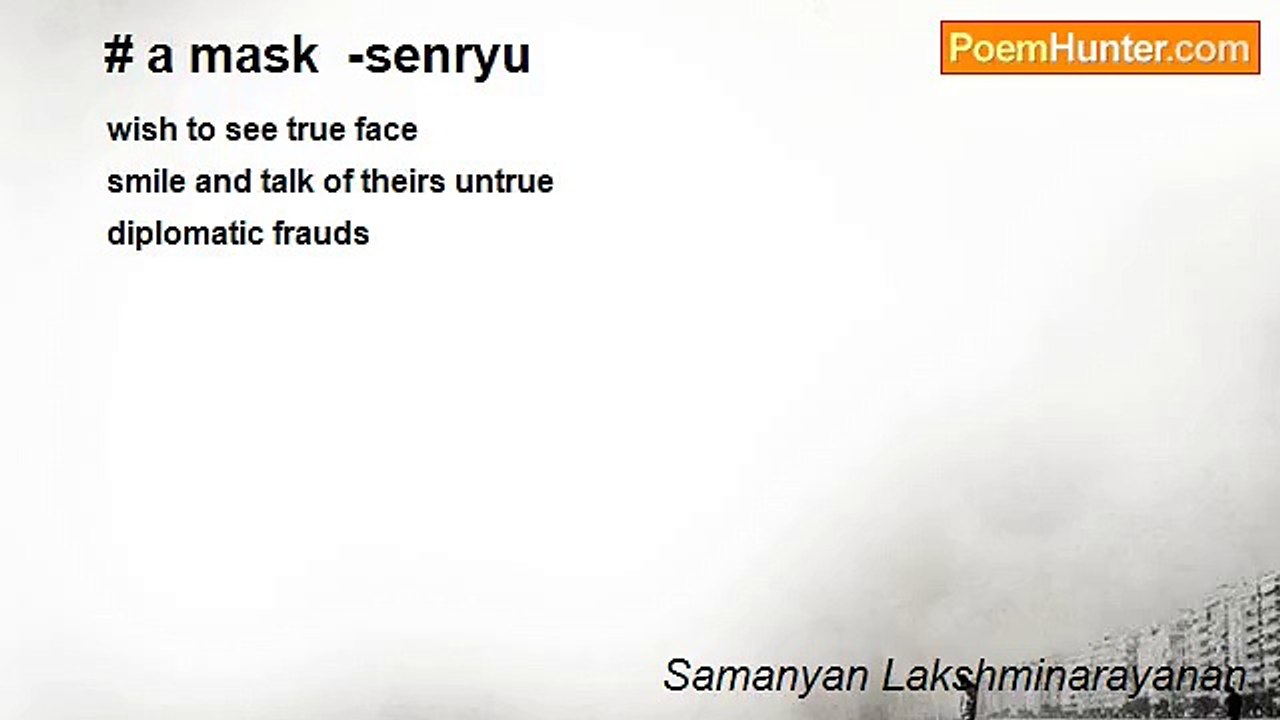 Samanyan Lakshminarayanan - # a mask  -senryu