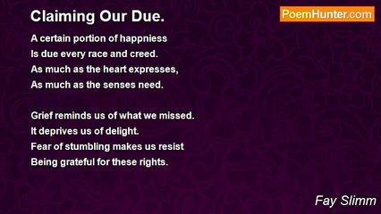Fay Slimm - Claiming Our Due.