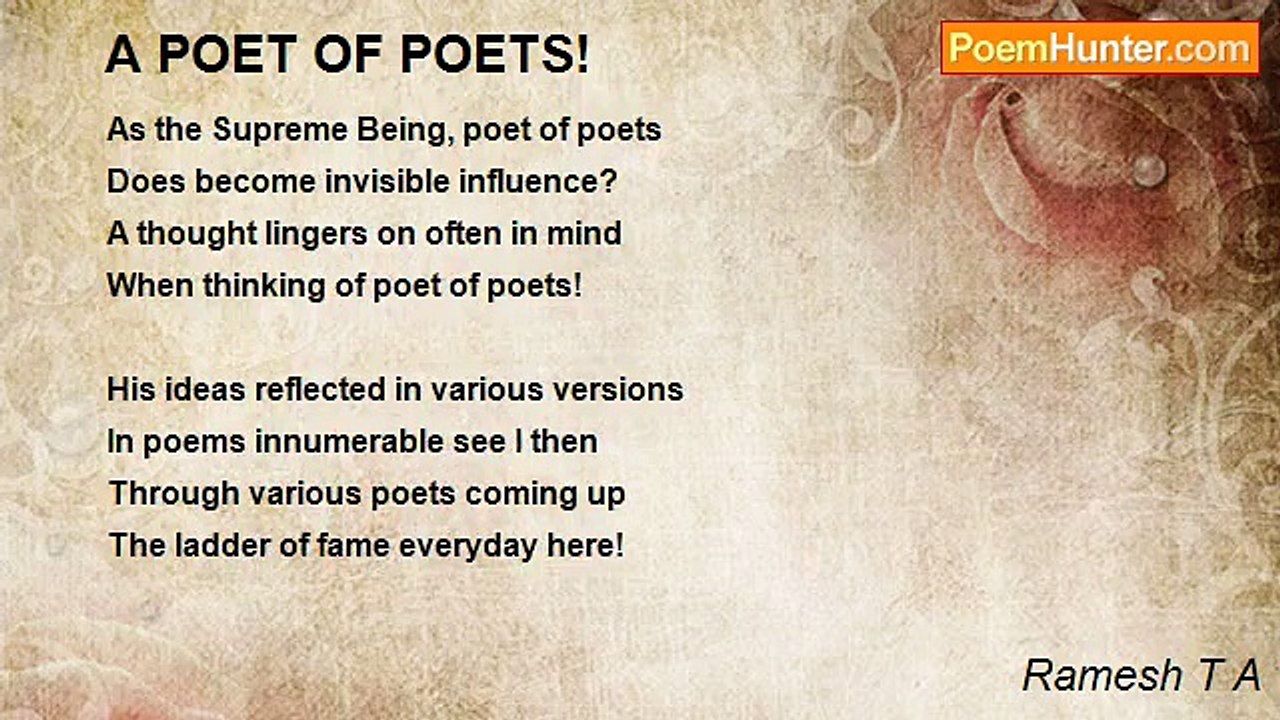 Ramesh T A - A POET OF POETS!