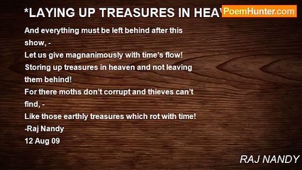 RAJ NANDY - *LAYING UP TREASURES IN HEAVEN!