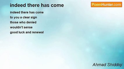 Ahmad Shiddiqi - indeed there has come