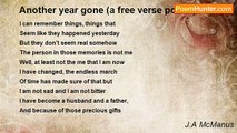 J.A McManus - Another year gone (a free verse poem.)