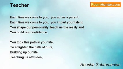 Anusha Subramanian - Teacher