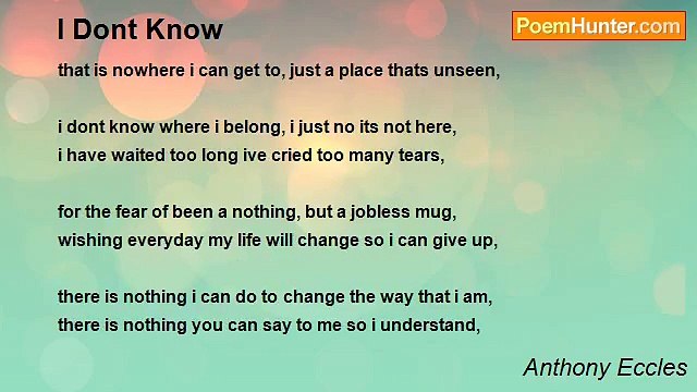 Anthony Eccles - I Dont Know