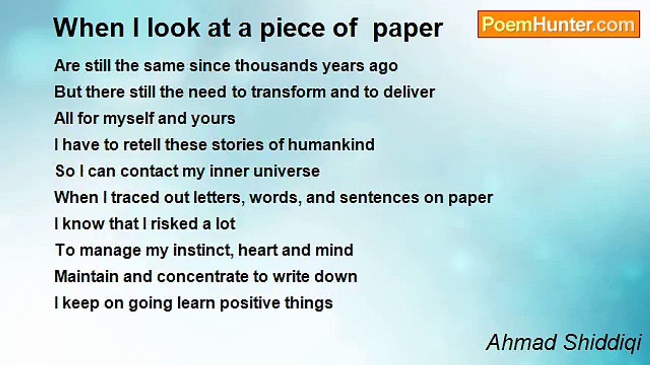 Ahmad Shiddiqi - When I look at a piece of  paper