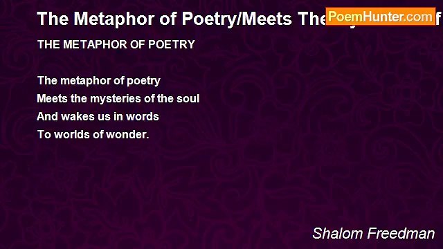 Shalom Freedman - The Metaphor of Poetry/Meets The Mysteries Of The Soul