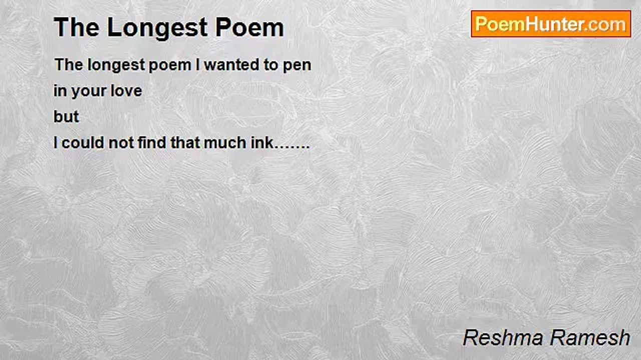 Reshma Ramesh - The Longest Poem