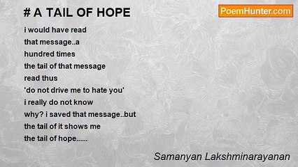 Samanyan Lakshminarayanan - # A TAIL OF HOPE