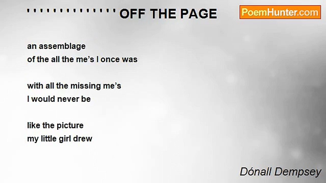 Dónall Dempsey - ' ' ' ' ' ' ' ' ' ' ' ' ' ' OFF THE PAGE