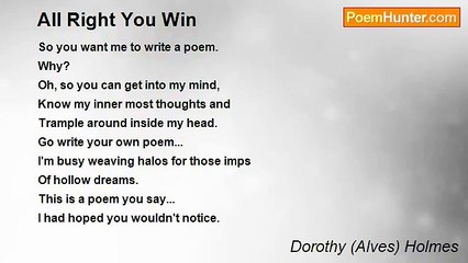 Dorothy (Alves) Holmes - All Right You Win