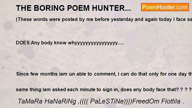 TaMaRa HaNaRiNg ,(((( PaLeSTiNe))))FreedOm Flottila . - THE BORING POEM HUNTER...