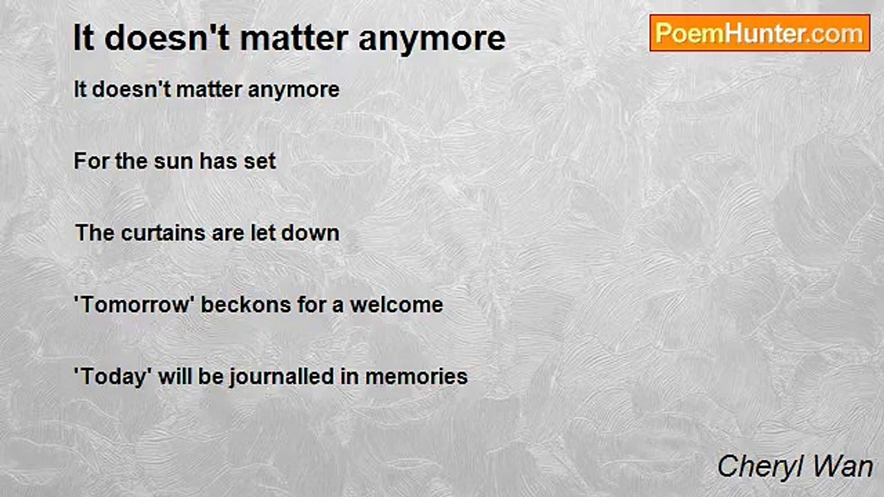 Cheryl Wan - It doesn't matter anymore