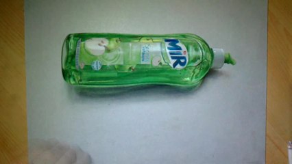 Drawing time lapse: Realistic bottle of dishwash liquid