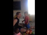 Kid freaks out when he see dad 