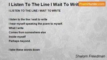 Shalom Freedman - I Listen To The Line I Wait To Write