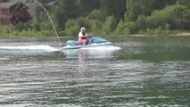 73-year-old woman rides a jet ski on her own!