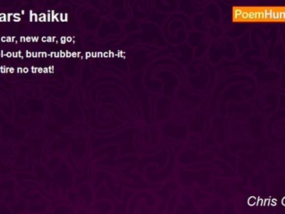 Chris Gardner - 'Cars' haiku