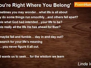 Linda Winchell - 'You're Right Where You Belong'