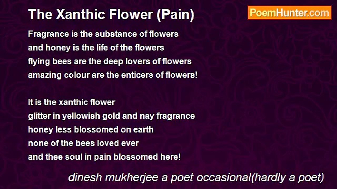 dinesh mukherjee a poet occasional(hardly a poet) - The Xanthic Flower (Pain)