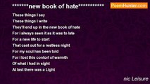 nic Leisure - *******new book of hate***********