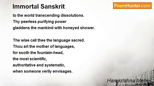Harekrishna Meher — Immortal Sanskrit