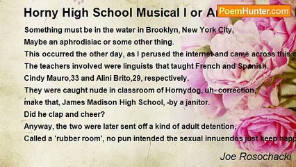 Joe Rosochacki - Horny High School Musical I or An Adolescent Male's Disneyland in Brooklyn