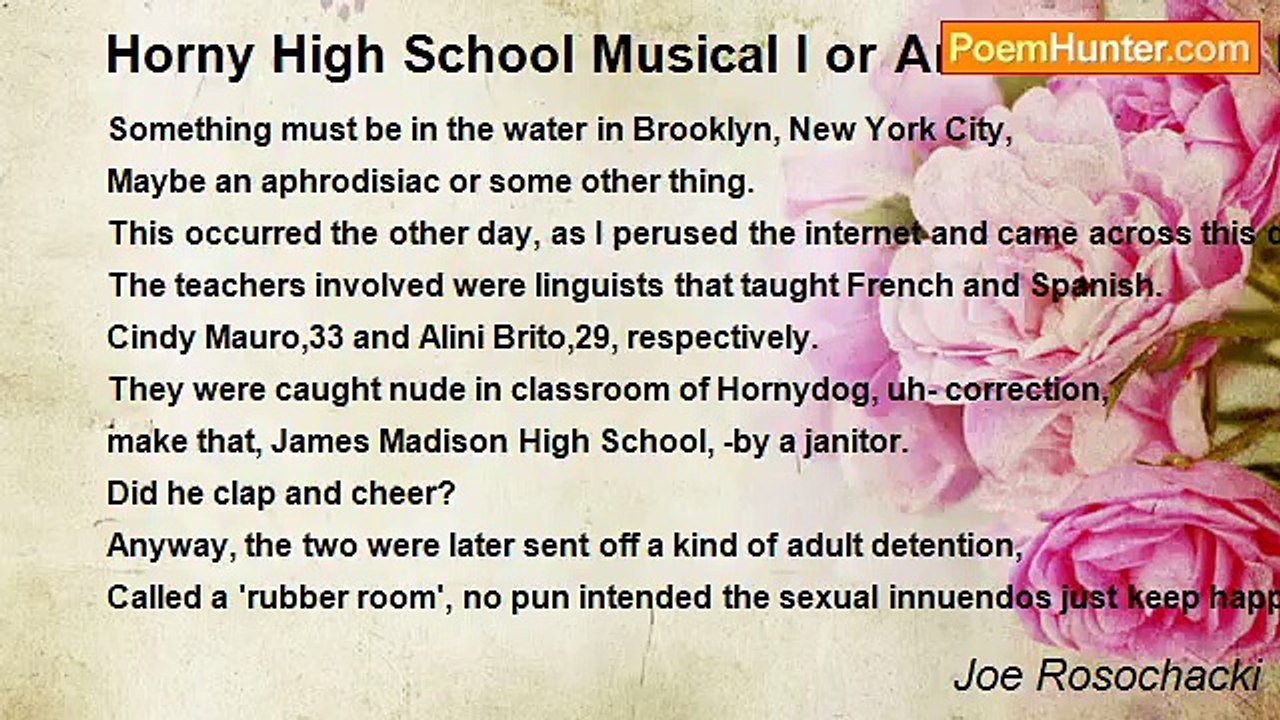 Joe Rosochacki - Horny High School Musical I or An Adolescent Male's Disneyland in Brooklyn