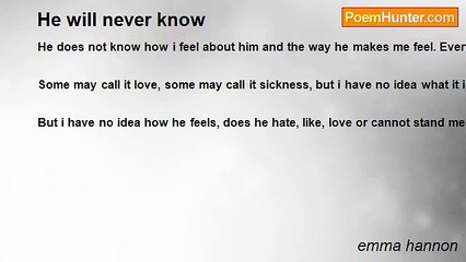 emma hannon - He will never know