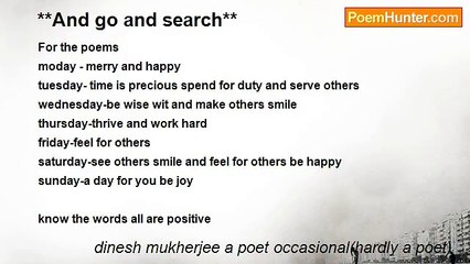 dinesh mukherjee a poet occasional(hardly a poet) - **And go and search**