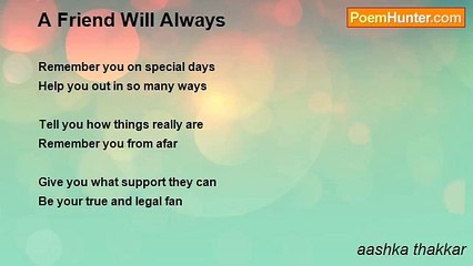 aashka thakkar - A Friend Will Always