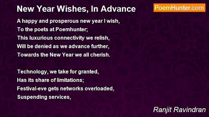 Ranjit Ravindran - New Year Wishes, In Advance