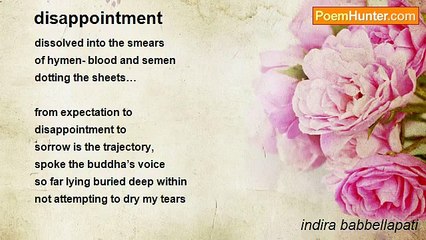 indira babbellapati - disappointment