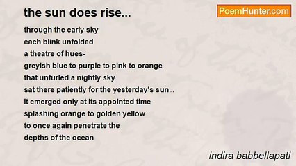 indira babbellapati - the sun does rise...
