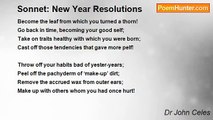 Dr John Celes - Sonnet: New Year Resolutions
