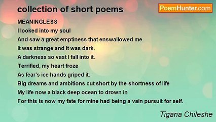 Tigana Chileshe - collection of short poems