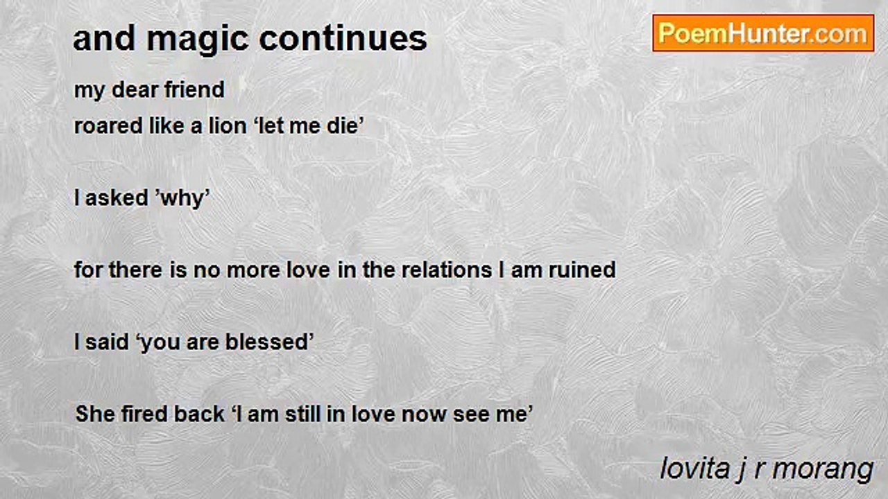 lovita j r morang - and magic continues