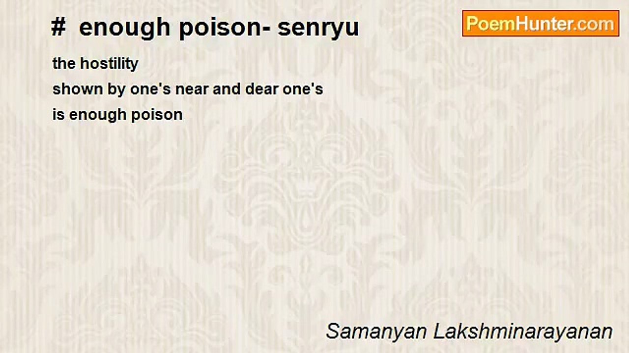 Samanyan Lakshminarayanan - #  enough poison- s...