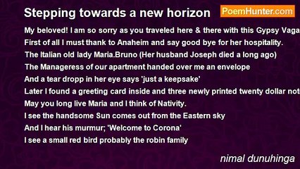 nimal dunuhinga - Stepping towards a new horizon