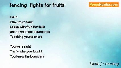 lovita j r morang - fencing  fights for fruits