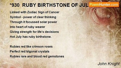 John Knight - *930  RUBY BIRTHSTONE OF JULY