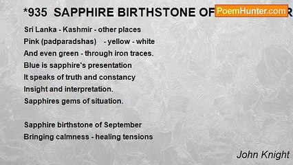 John Knight - *935  SAPPHIRE BIRTHSTONE OF SEPTEMBER