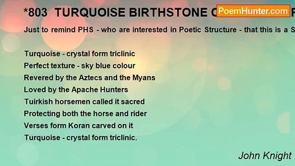 John Knight - *803  TURQUOISE BIRTHSTONE OF DECEMBER