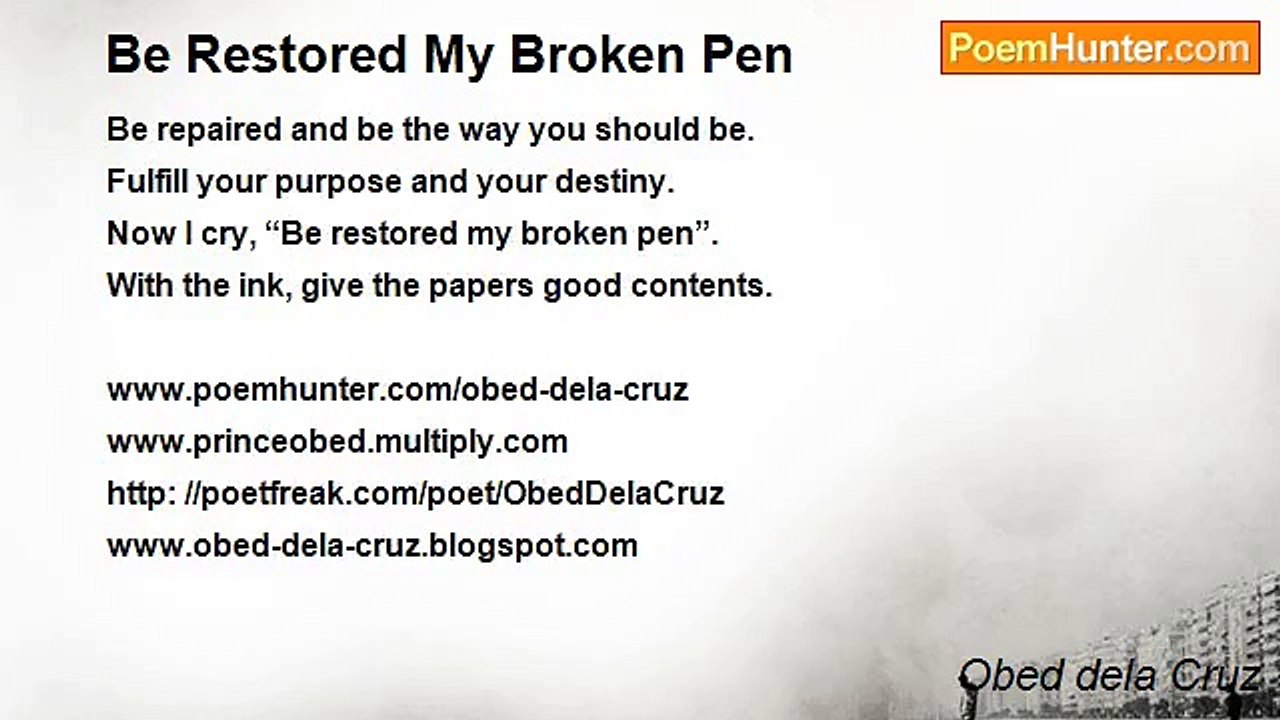 Obed dela Cruz - Be Restored My Broken Pen