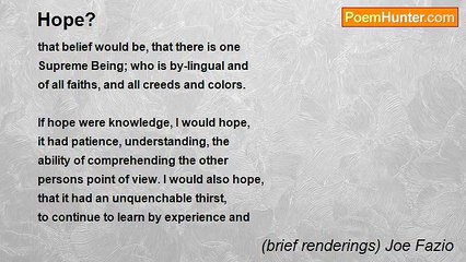 (brief renderings) Joe Fazio - Hope?