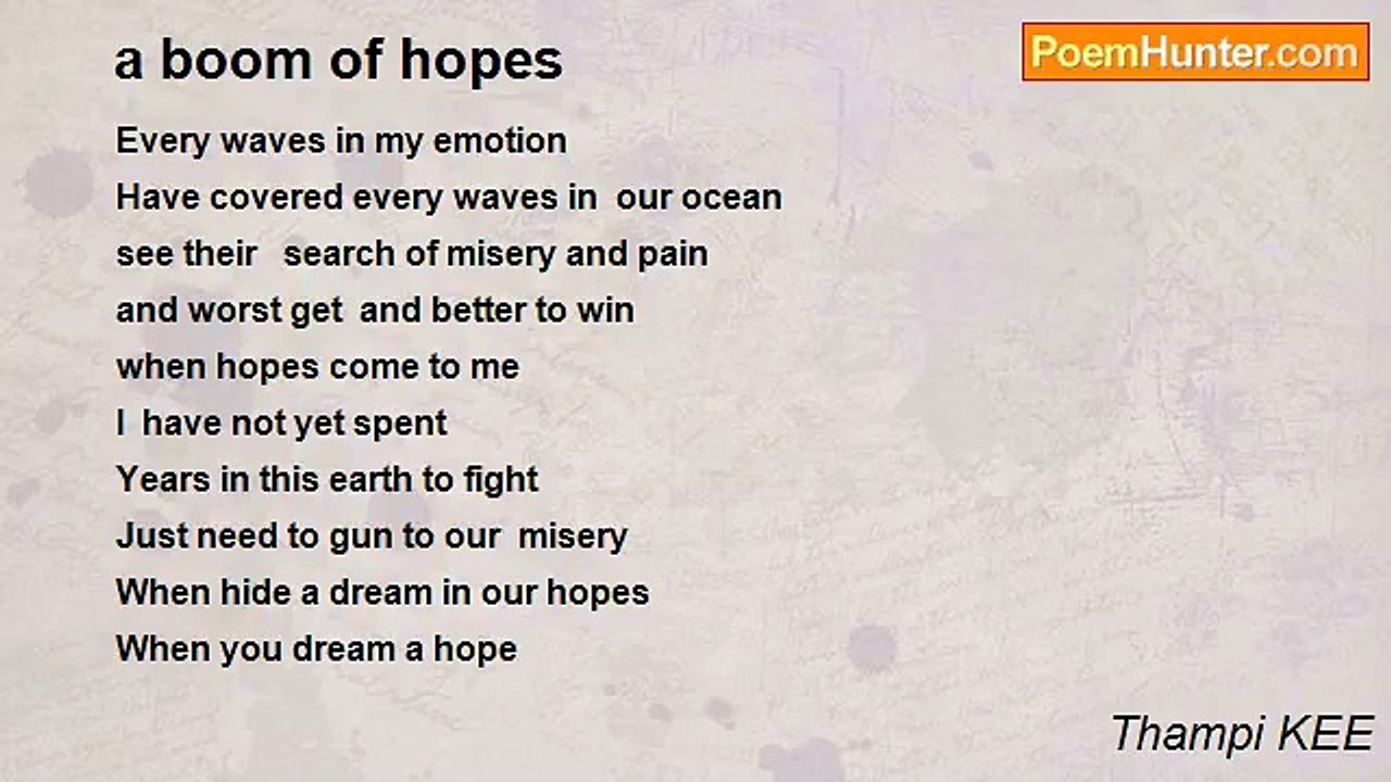 Thampi KEE - a boom of hopes