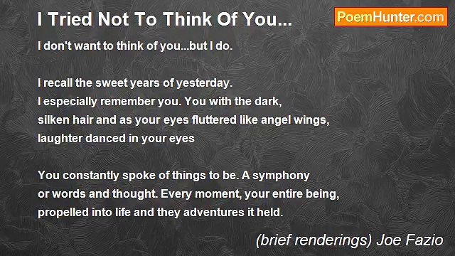 (brief renderings) Joe Fazio - I Tried Not To Think Of You...