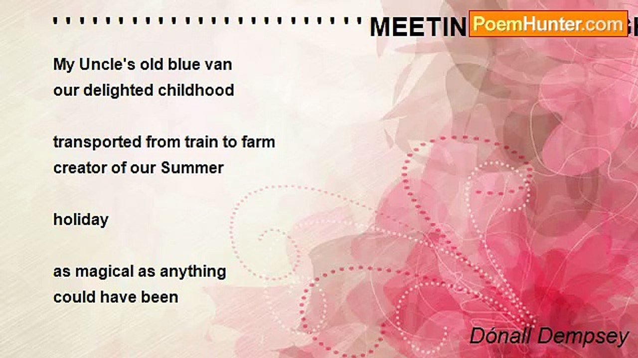 Dónall Dempsey - ' ' ' ' ' ' ' ' ' ' ' ' ' ' ' ' ' ' ' ' ' ' ' ' MEETING MY OWN GHOST(for Barry)