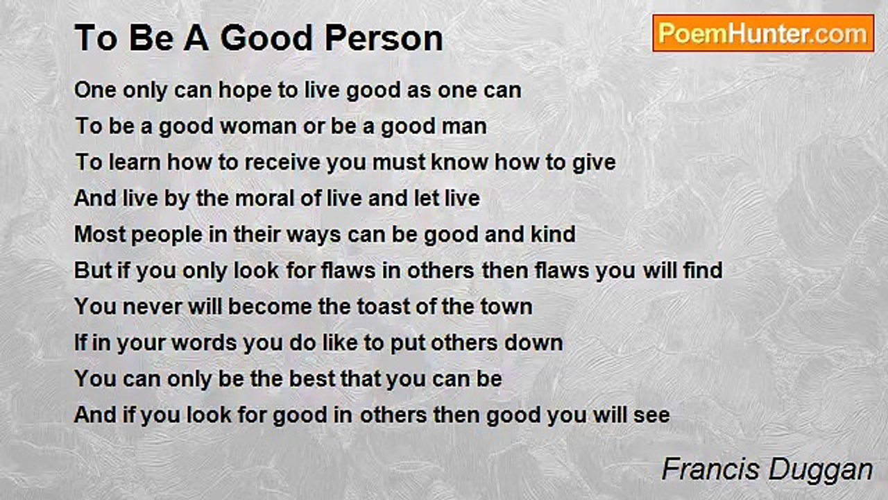 Francis Duggan - To Be A Good Person