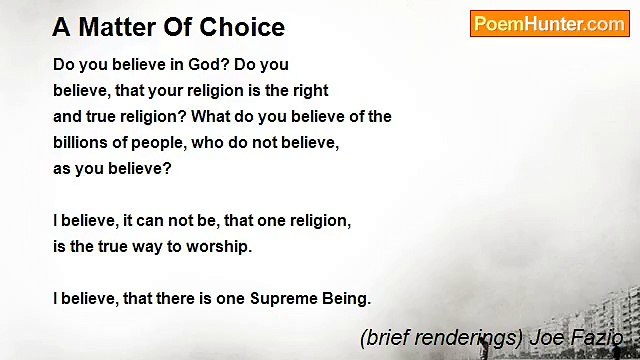 (brief renderings) Joe Fazio - A Matter Of Choice