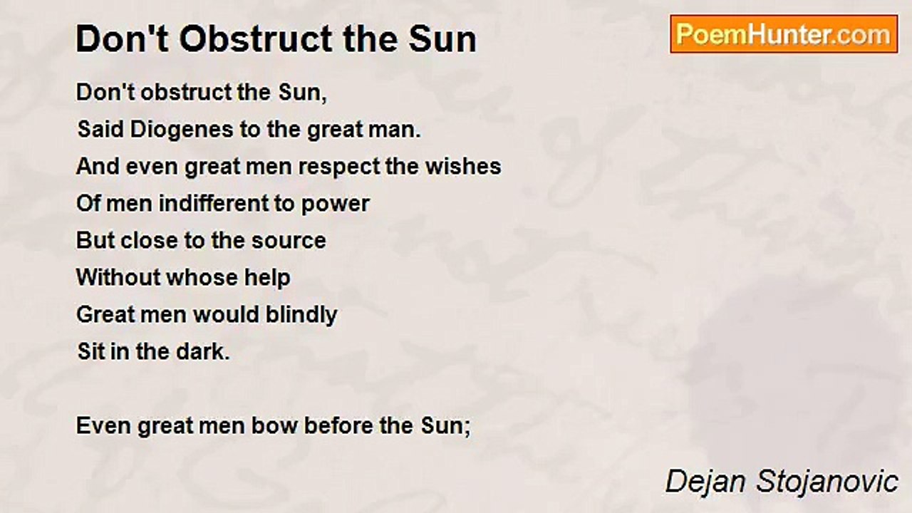 Dejan Stojanovic - Don't Obstruct the Sun